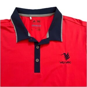 Adidas Polo Shirt Large Coral/Blue Climacool Wild Wing Golf Short Myrtle Beach